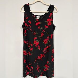 Vintage 2001 G.A.S. Black Red Floral Dress XL